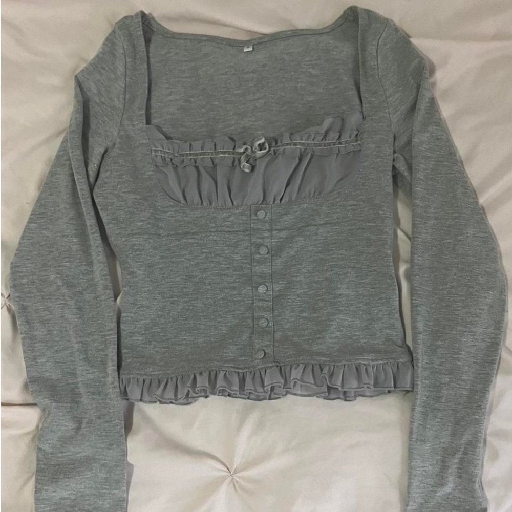 gray coquette milkmaid top